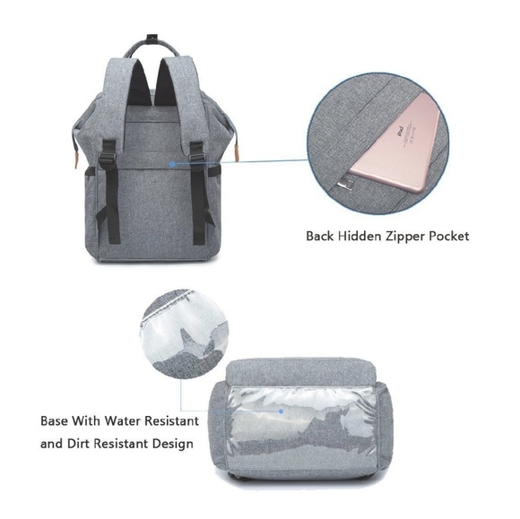 Grey diaper bag backpack - Picture 2 of 7